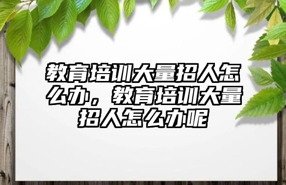 教育培訓大量招人怎么辦，教育培訓大量招人怎么辦呢