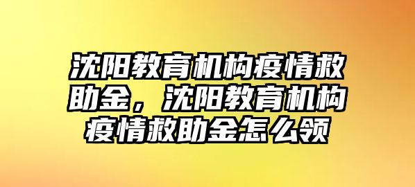 沈陽教育機構(gòu)疫情救助金，沈陽教育機構(gòu)疫情救助金怎么領(lǐng)