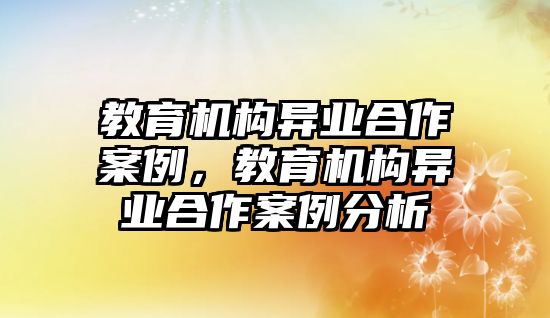 教育機(jī)構(gòu)異業(yè)合作案例，教育機(jī)構(gòu)異業(yè)合作案例分析