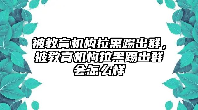 被教育機(jī)構(gòu)拉黑踢出群，被教育機(jī)構(gòu)拉黑踢出群會(huì)怎么樣