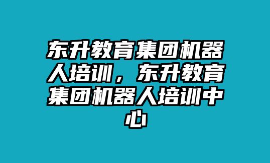 東升教育集團(tuán)機(jī)器人培訓(xùn)，東升教育集團(tuán)機(jī)器人培訓(xùn)中心