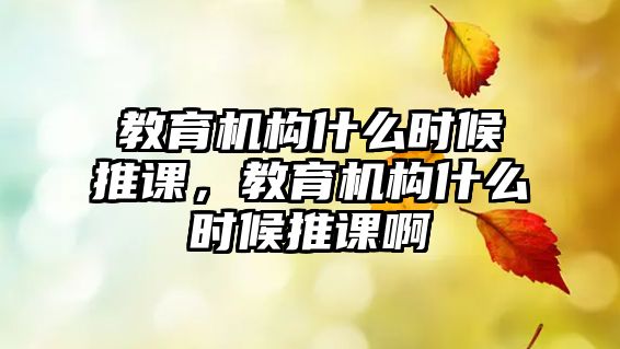 教育機構(gòu)什么時候推課，教育機構(gòu)什么時候推課啊