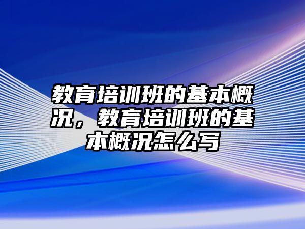 教育培訓班的基本概況，教育培訓班的基本概況怎么寫