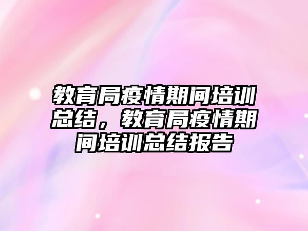 教育局疫情期間培訓總結，教育局疫情期間培訓總結報告