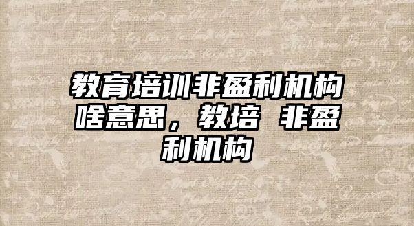 教育培訓(xùn)非盈利機(jī)構(gòu)啥意思，教培 非盈利機(jī)構(gòu)